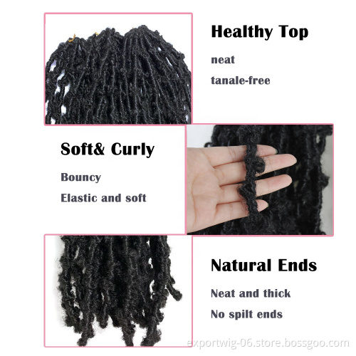 14 inch 24 inch Distressed New Butterfly Locs Crochet Hair Bob Faux Locs Synthetic Crochet Braids Hair Black  Soft Gypsy Locs